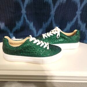 Betsy Johnson Green rhinestone sneakers sz 9
